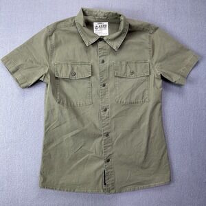 Zero Foxtrot Shirt Mens Sm Green Short Sleeve Button Up Ripstop Stretch Tactical
